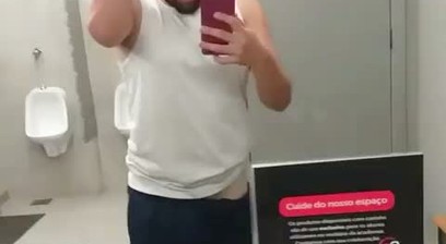 I almost got caught exposing myself in the gym bathroom, and the guys almost caught me.
