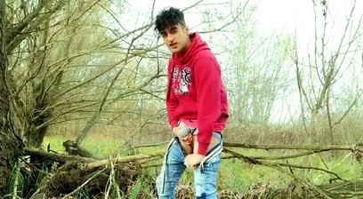 Squeezing Balls and Cock, Slapping Balls and Cumshot Outdoor