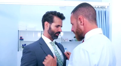 Bearded businessman Dani Robles fucked raw by kinky doctor