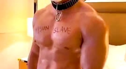 Showing Off His Muscle Slave
