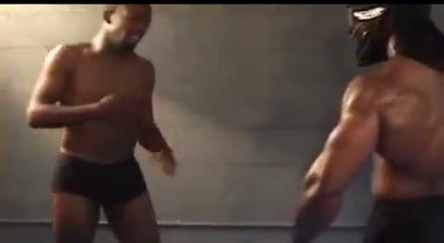 Two Muscular Black Guys Wrestling