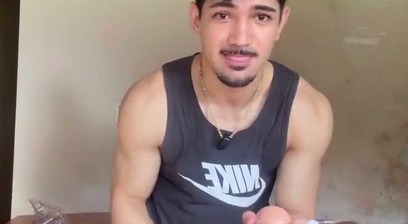 Hispanic hunk jerks off