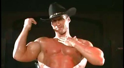 Cowboy Bodybuilder Feeling On Himself